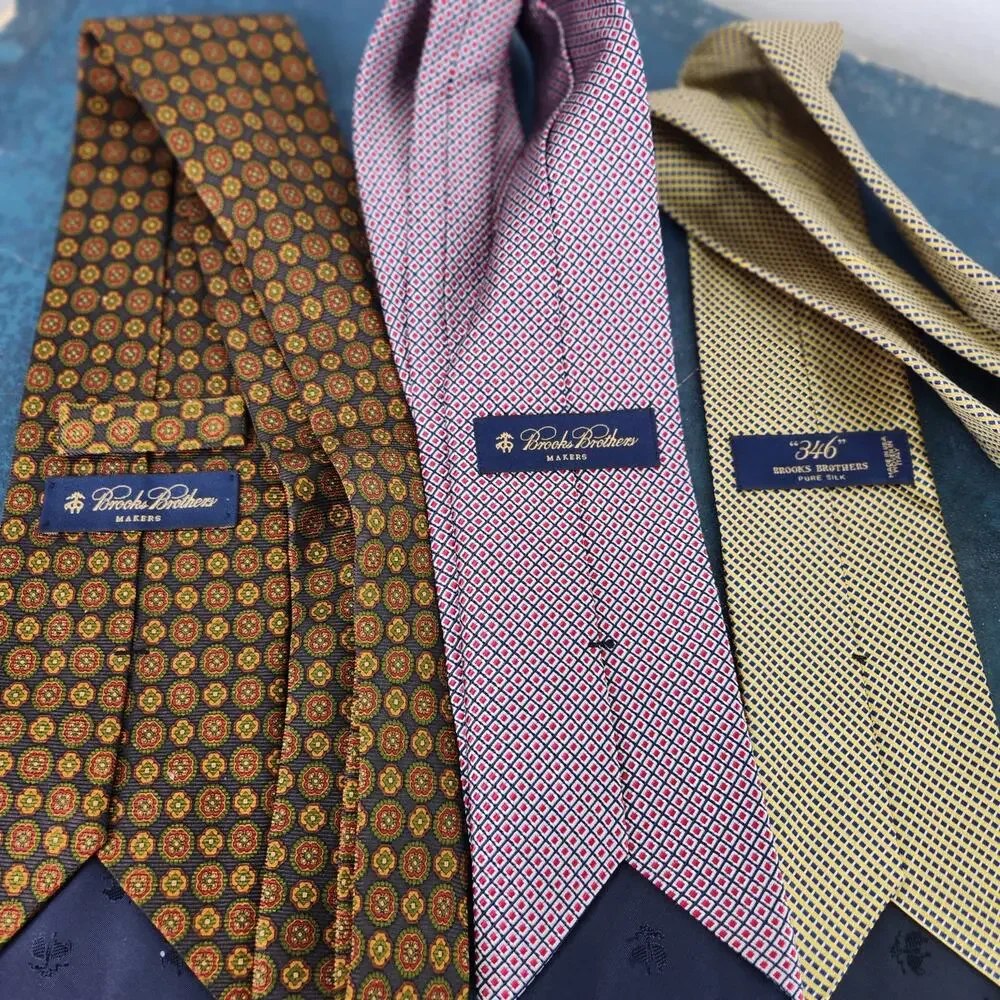 Lot of 3 Brooks Brother's Makers 100% Silk Ties Men's Preppy Business Office